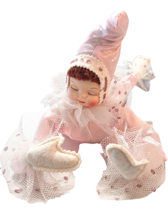 Other - Vtg 1950s Boudoir Pierrot Posable Shelf Sitter Pixie Jester Doll Collectible
